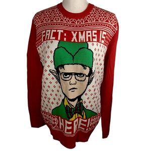Dwight The Office Xmas Sweater NEW Men Large Christmas Ugly Red Sweater Holiday